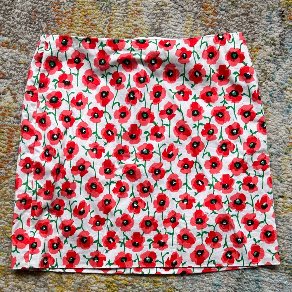 J. Crew Vibrant Red Floral Mini Skirt